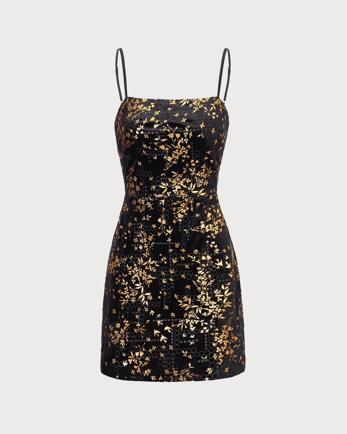 The Black Floral Sheath Slip Mini Dress