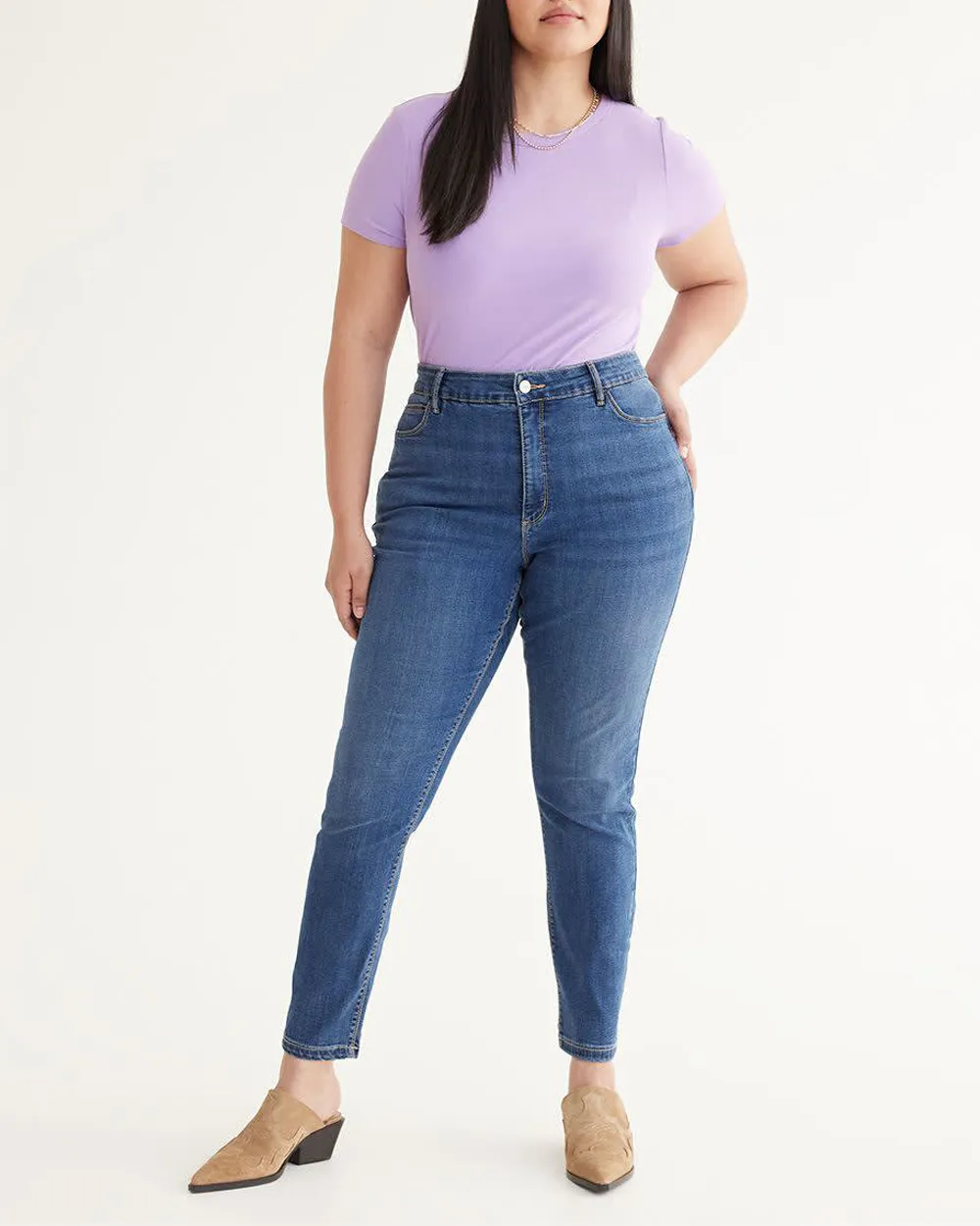 Medium Denim Skinny-Leg High-Rise Jean