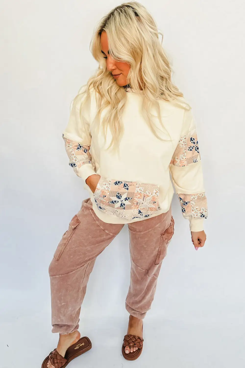 Patchwork Pocket Detail Western Inspired Hoodie