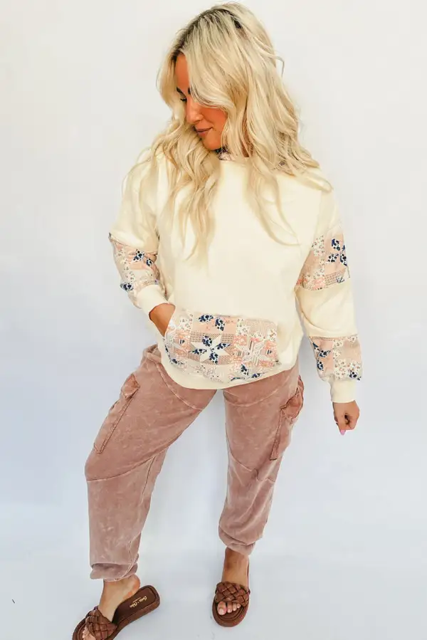 Patchwork Pocket Detail Western Inspired Hoodie