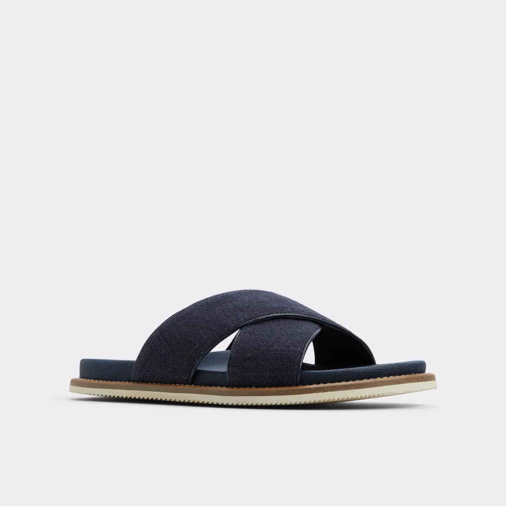 Navy  Cross-Woven Rubber Slippers