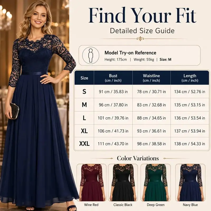 🌸😌 LIMITED TIME 49% OFF! 👚Women's Elegant Lace Bodice Maxi Dress