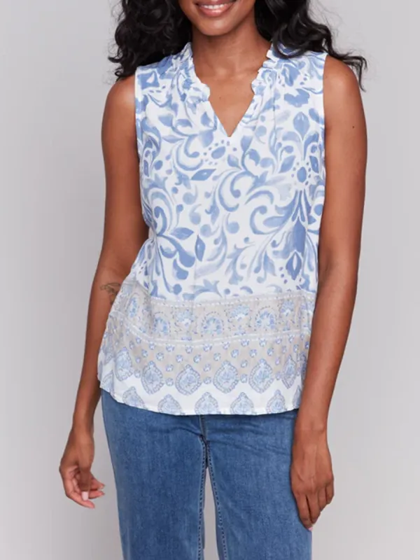 V-Neck Sleeveless Top With Casual Holiday Style