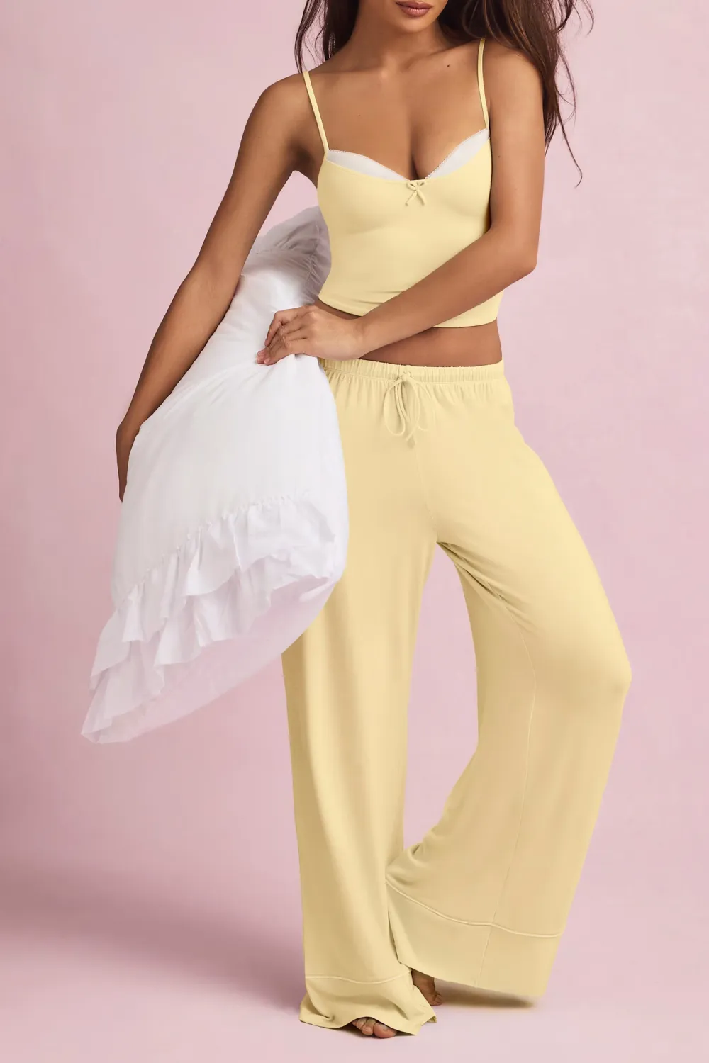 Relaxed Fit Elastic Waist Loose Trousers