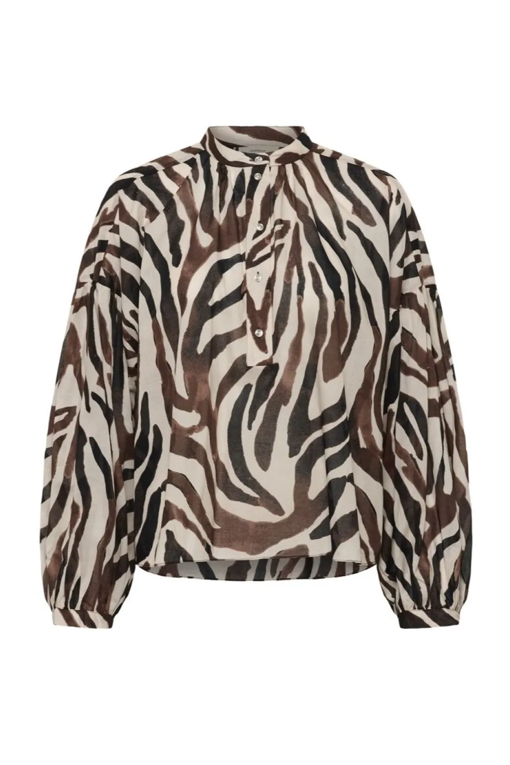 Animal Print Cotton Button Front Blouse