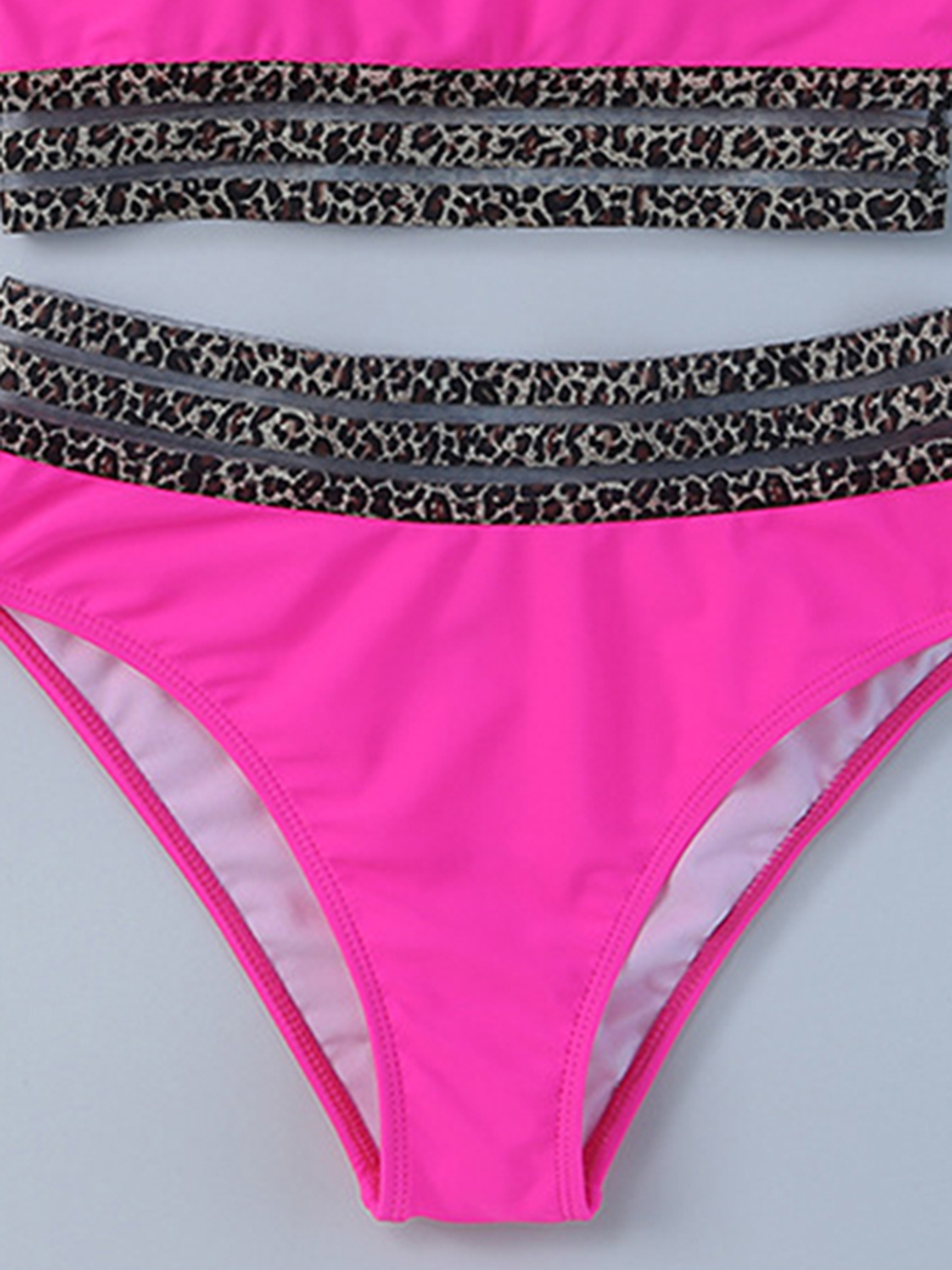 Sexy Swimsuit Leopard Mesh Stitching Swimsuit Suit