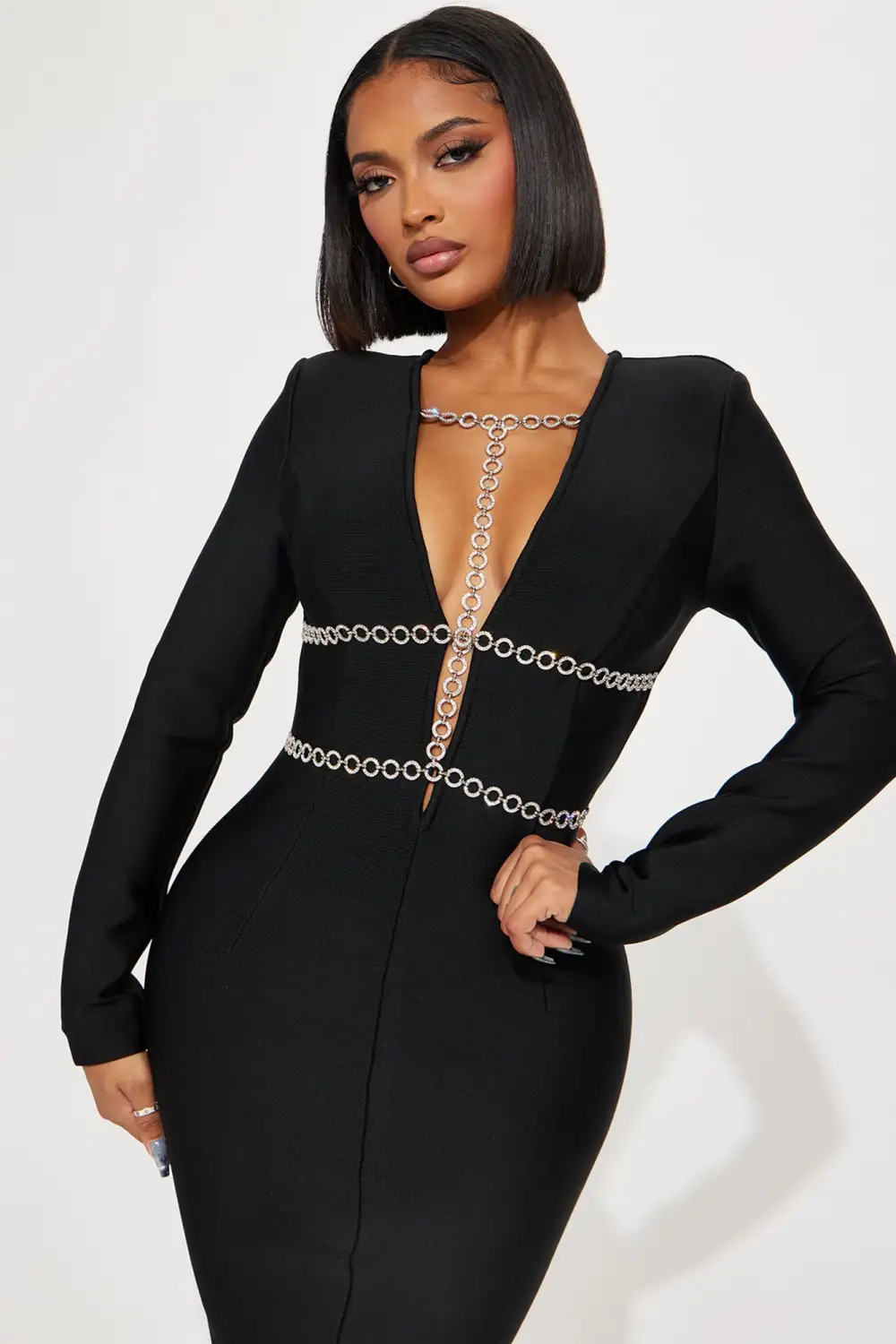 Kaia Bandage Midi Dress - Black