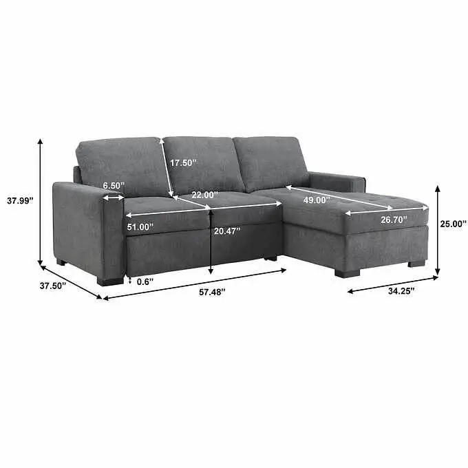 Kendale Sleeper Sofa With Storage Chaise