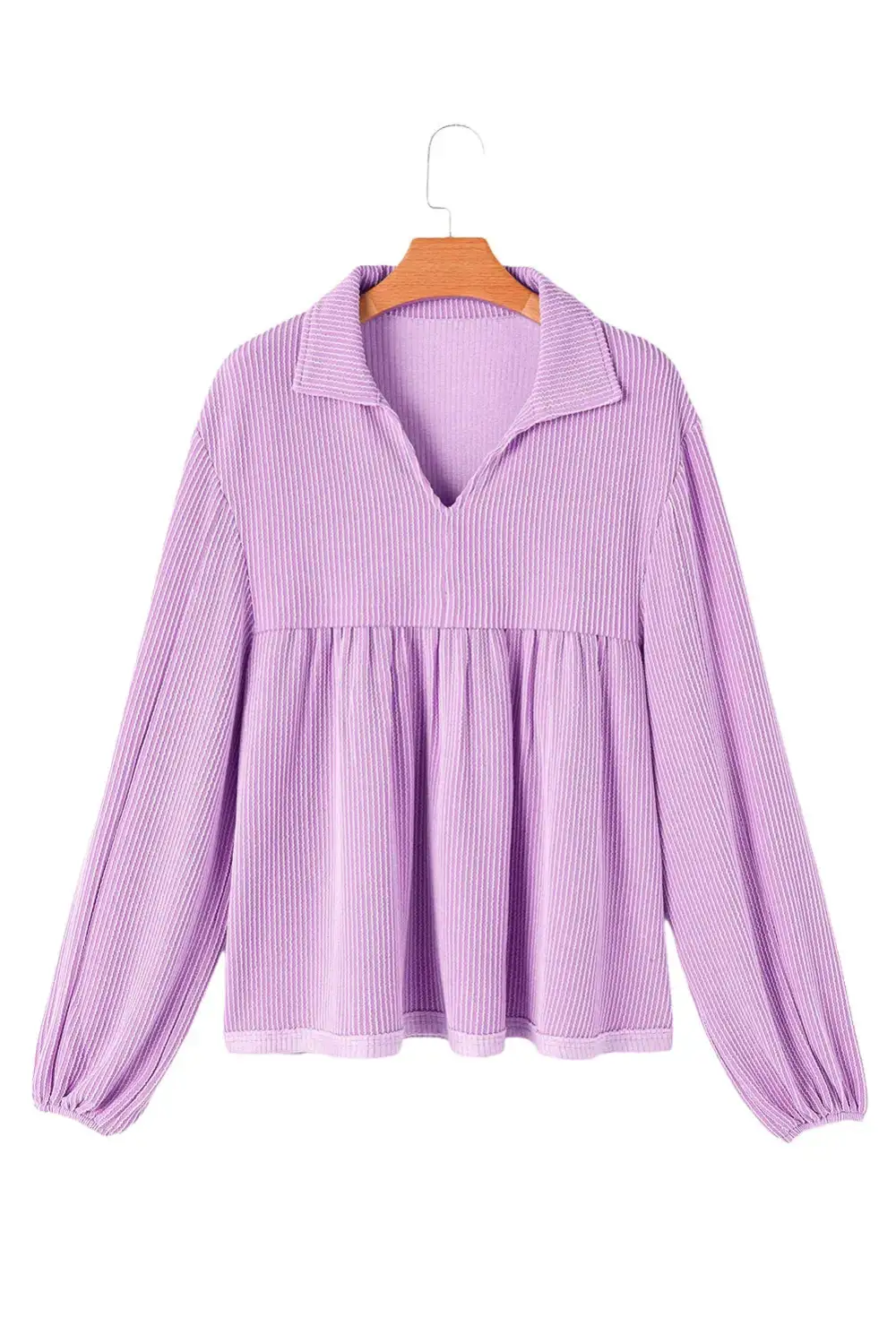 V-Neck Turn-down Collar Blouse