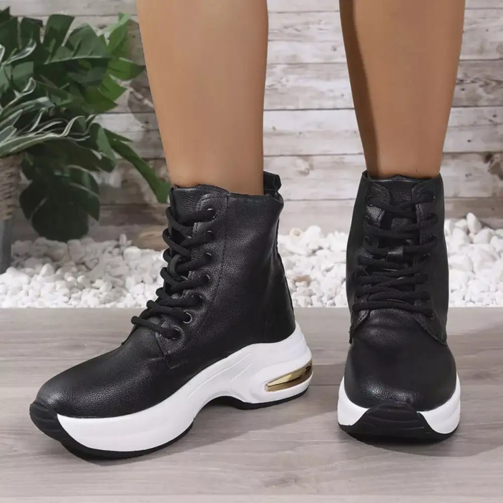 Modern Lace Up Platform Ankle Boots