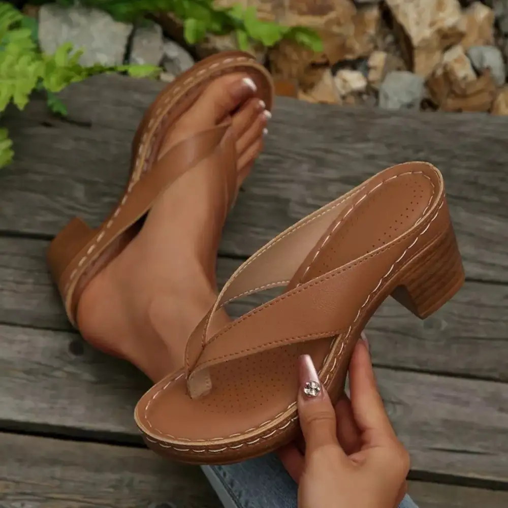 Classic Toe-Post Block-Heel Sandals