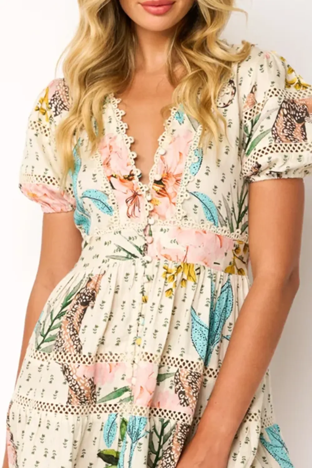 Multicolor Floral Print Ruffled Mini Dress