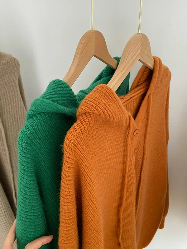 Simple Plain Hooded Sweater