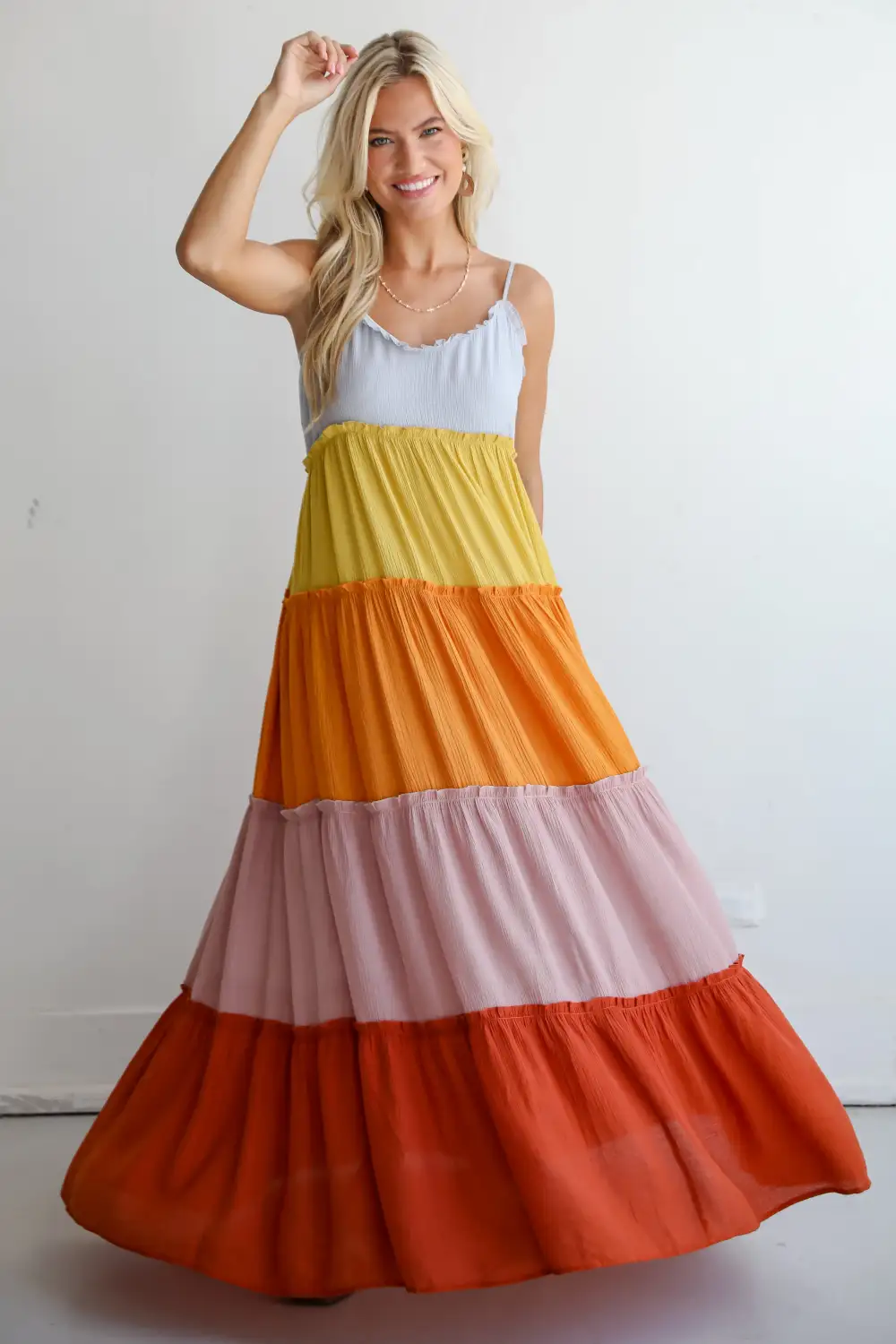 Compelling Aesthetic Color Block Maxi Dress