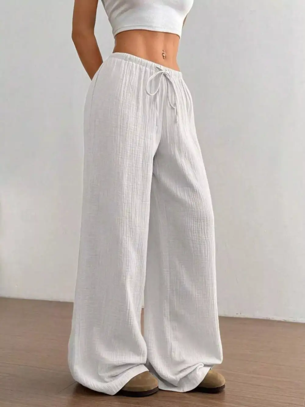 Full Size Drawstring Wide Leg Pants