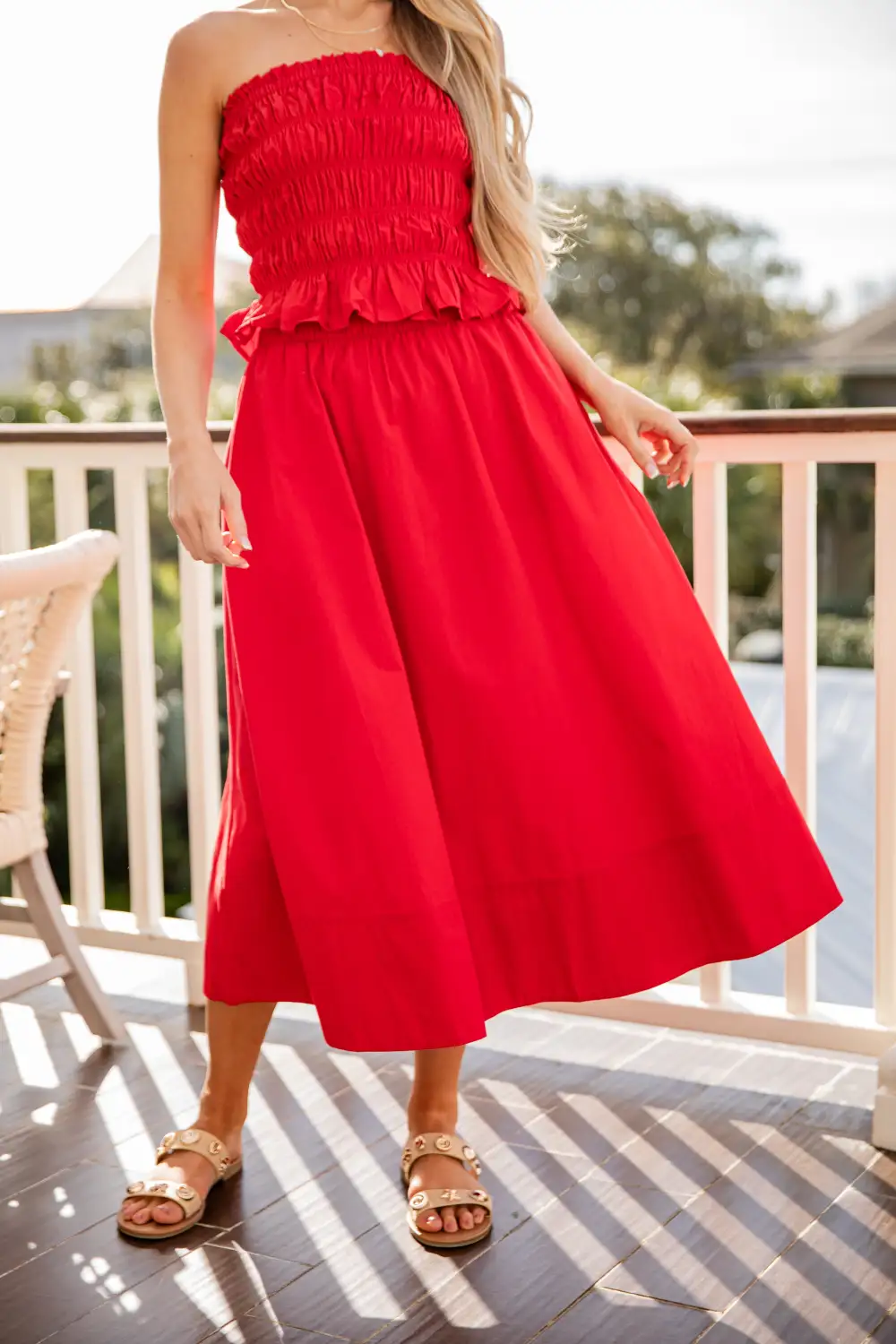 Utility Mid Rise Elastic Waist Cotton Blend Maxi Skirt