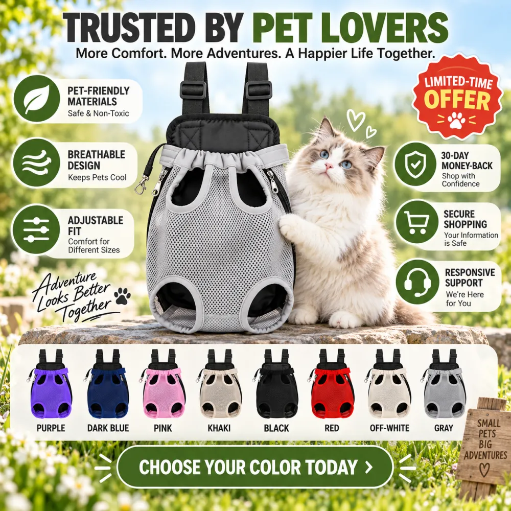 Breathable Pet Backpack for Cats, Front-Facing Carrier Bag for Travel, All-Season Portable Shoulder Pack