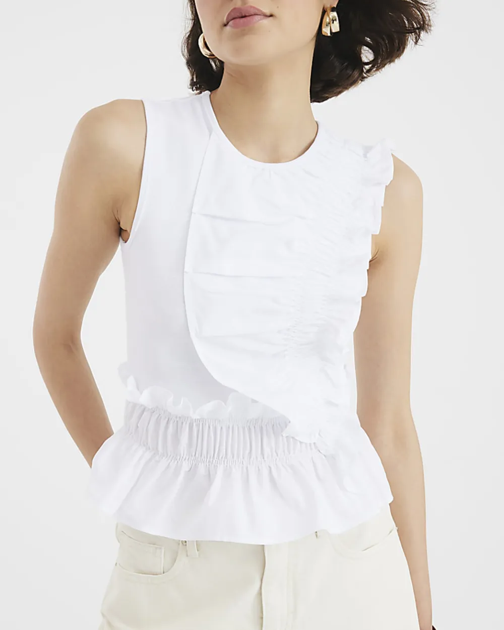 Cotton Pleated Lace Artistic Women's Vests