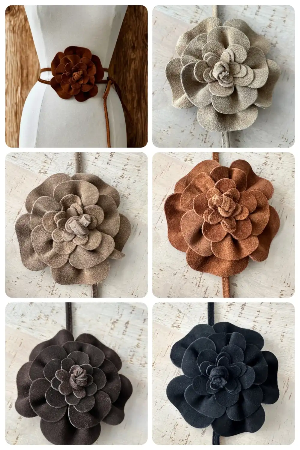 Genuine Italian Suede Leather Flower