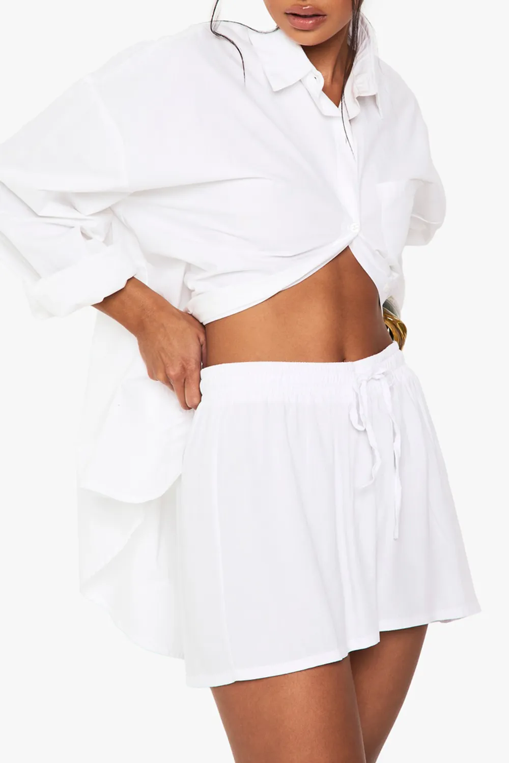 Cotton Blend Mid-Rise Women's Drawstring Shorts