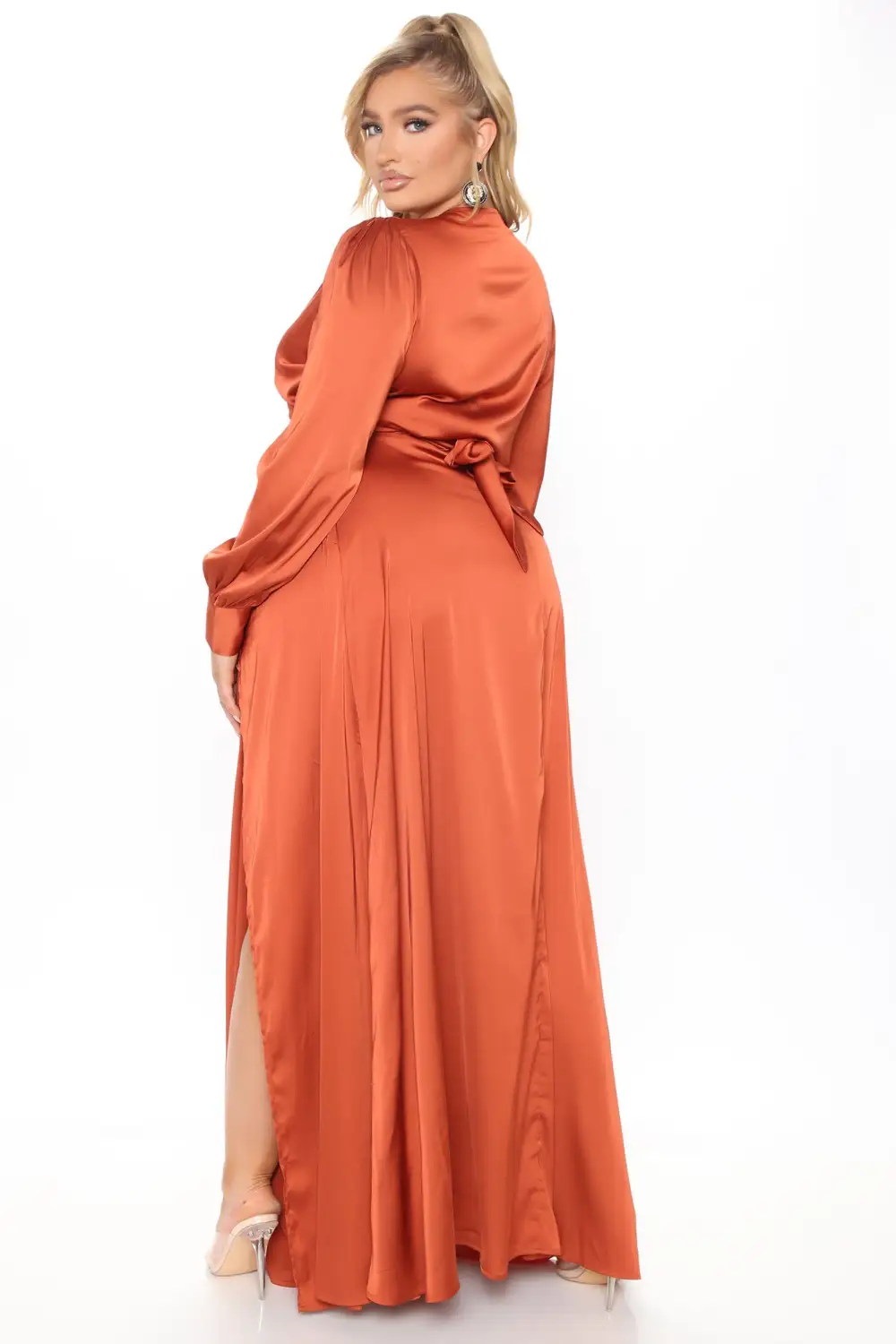 Entice Me Satin Maxi Dress - Bronze