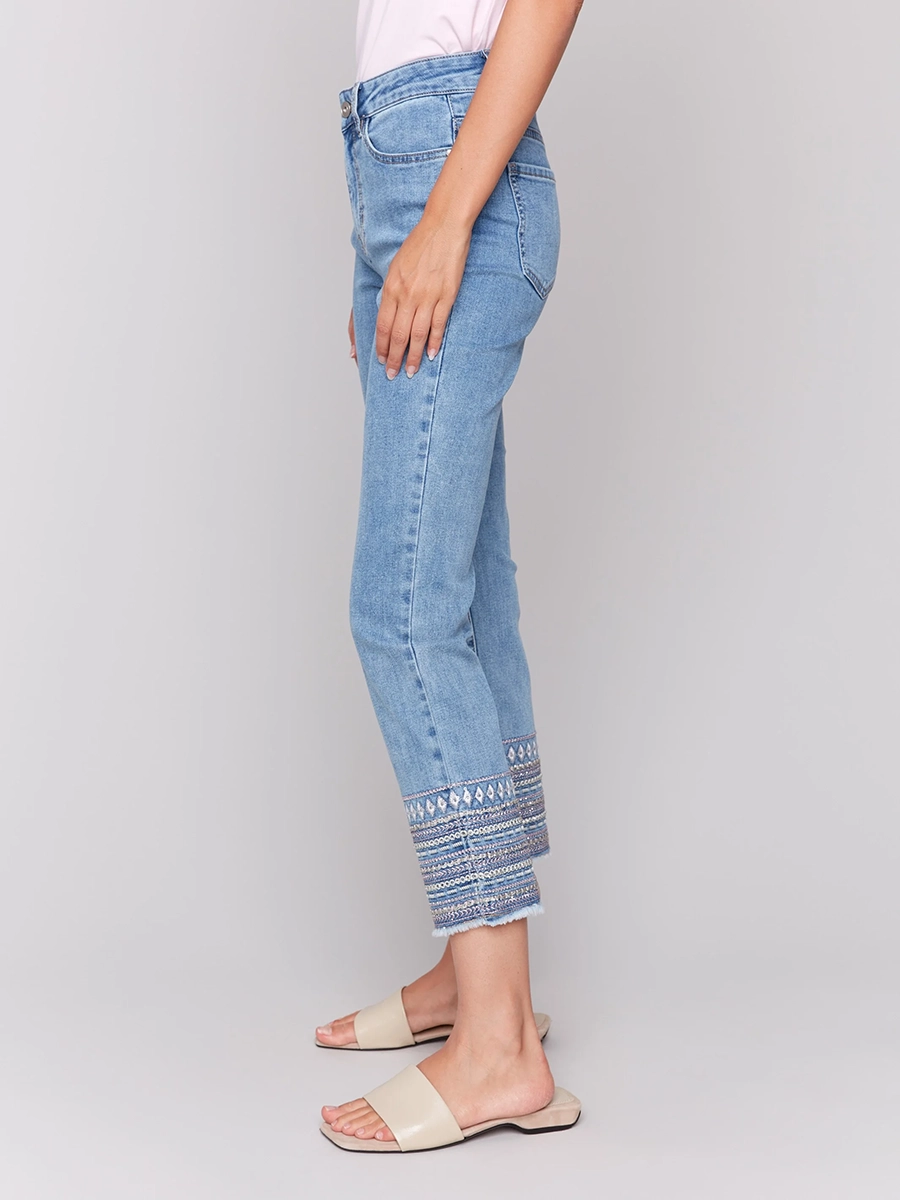Straight-Leg Cotton Breathable Slim-Fit Jeans