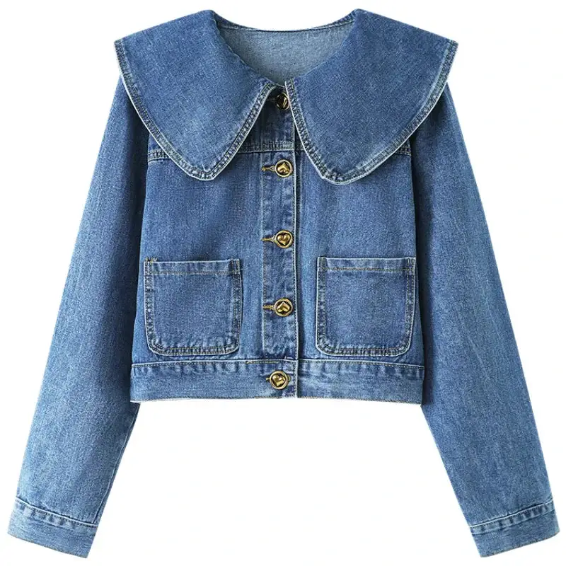 Amanda® | Women's denim jacket with Peter Pan collar