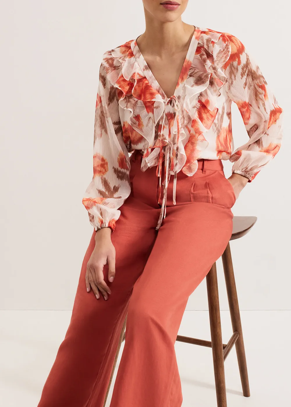 Elegant Solid-Color Linen Wide-Leg Pants