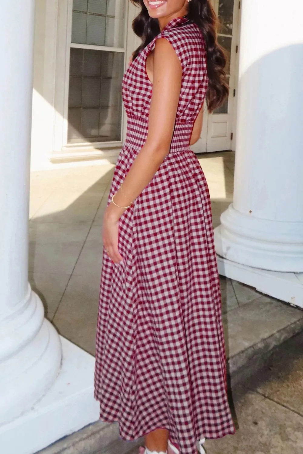 Plaid Zip Front Midi Dress