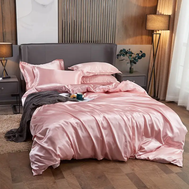 Bedding Set Solid Color Luxury Bedding Kit Rayon Satin Duvet Cover Set Twin Queen King Size Bed Set 2pcs/3pcs/4pcs - Bedding Set