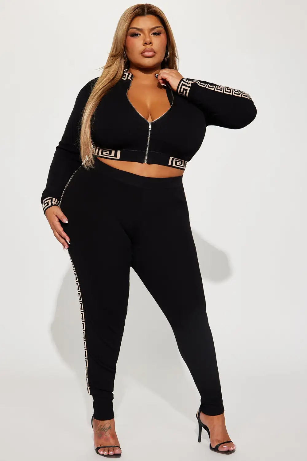 Passing By You Sweater Legging Set - Black/combo