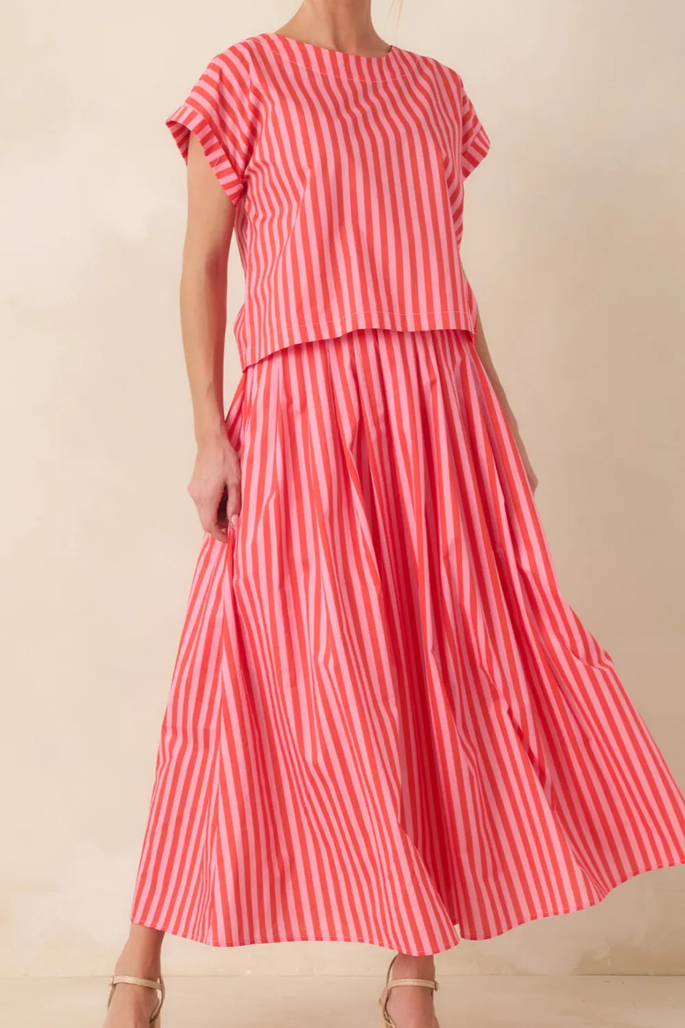 Striped Cotton Maxi Skirt