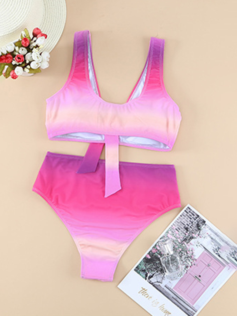 Hot Spring Women Tied High Waist Split Swimsuit