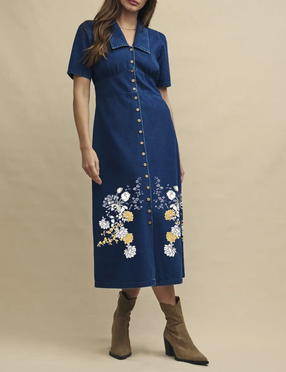 Dark Denim Daisy Midi Dress