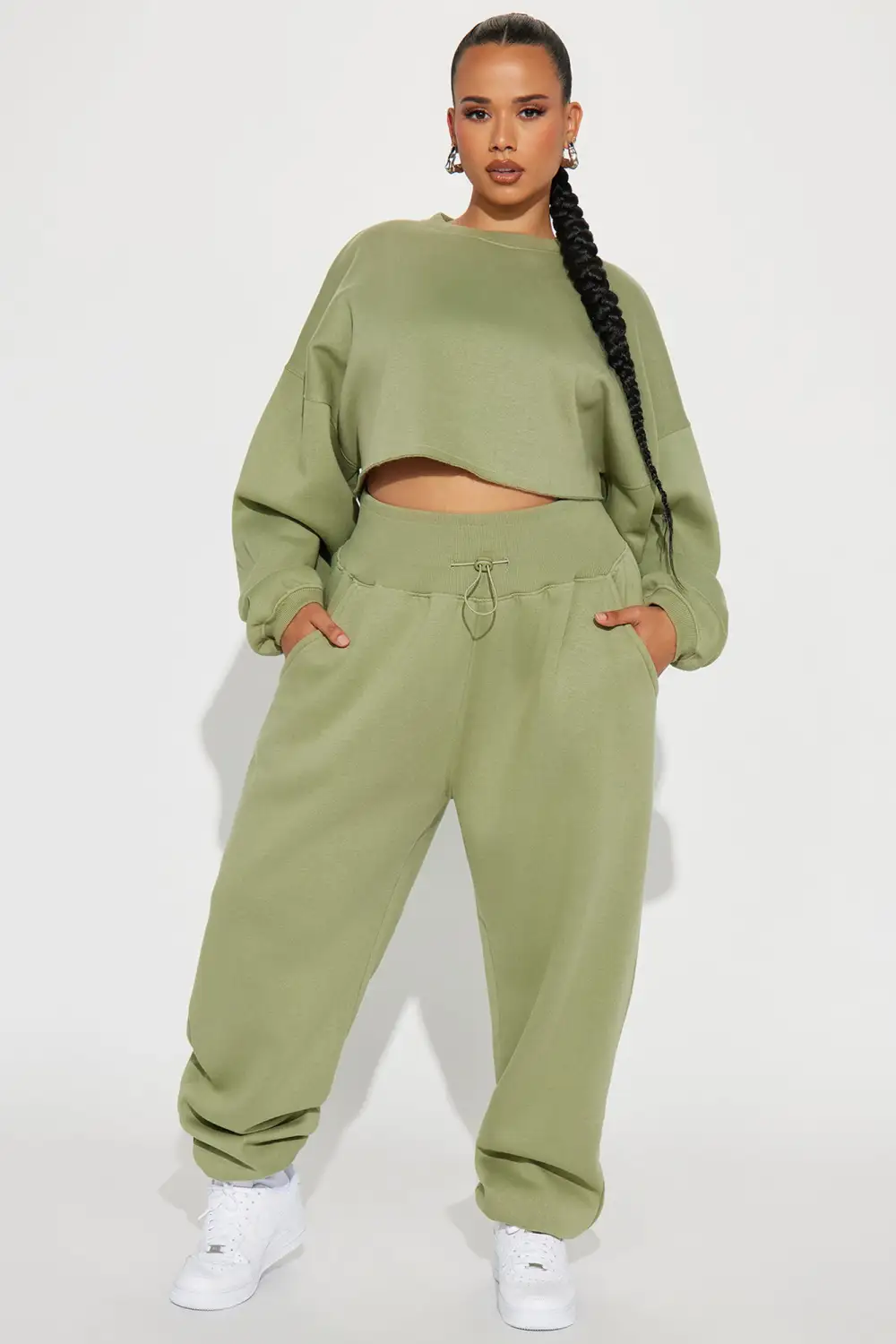 Feeling Good Fleece Jogger Set - Sage