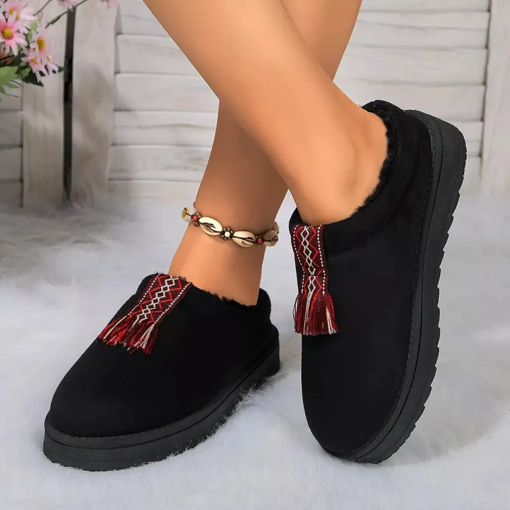 Refined Round Toe Platform Slippers