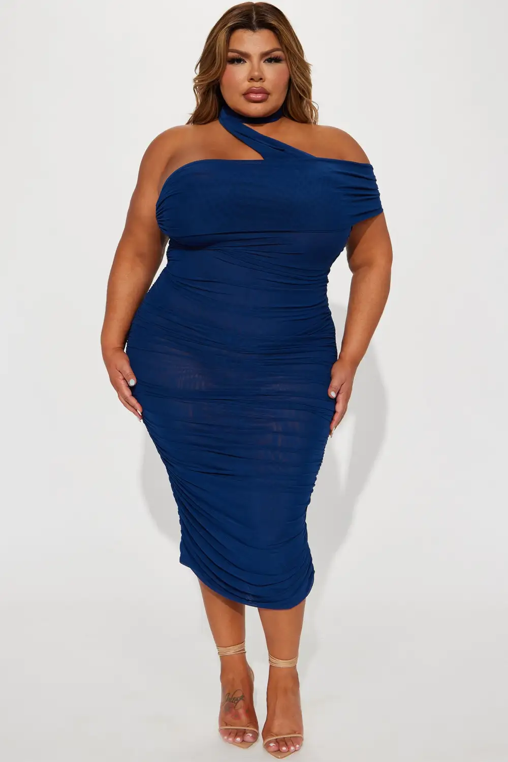 Mara Mesh Midi Dress - Navy