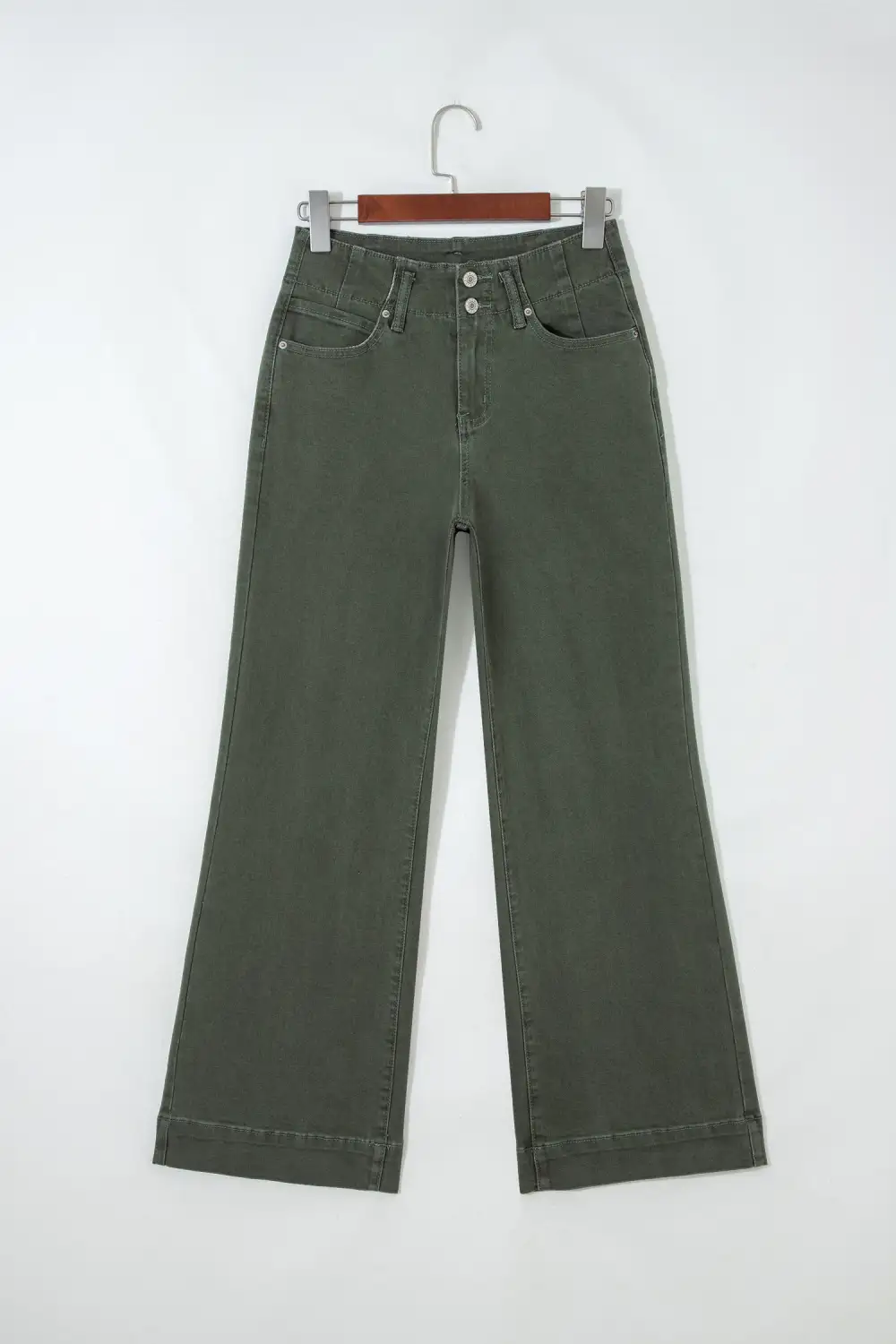 Button High Waist Wide Leg Jeans