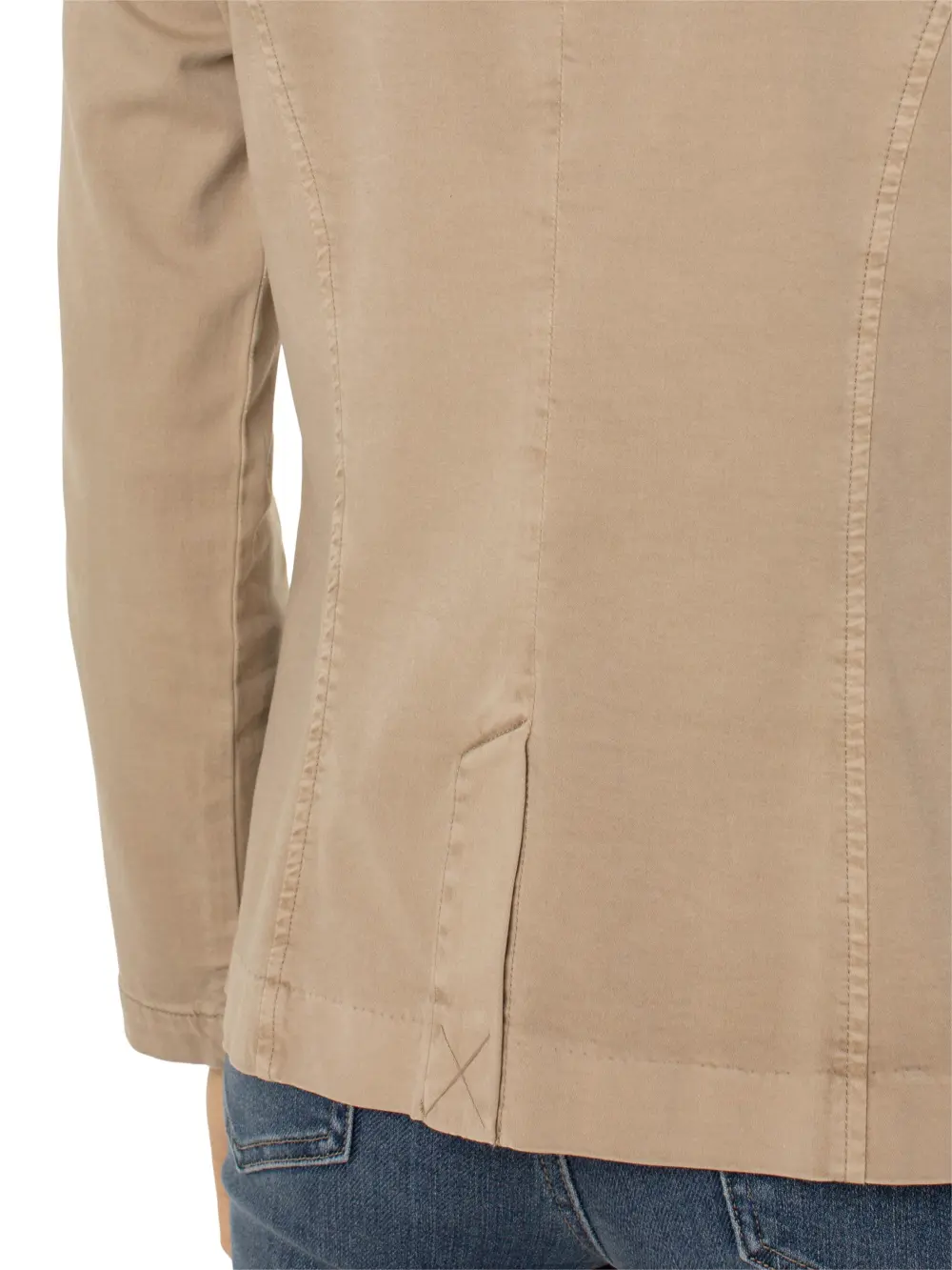 Fitted Open Front Twill Blazer