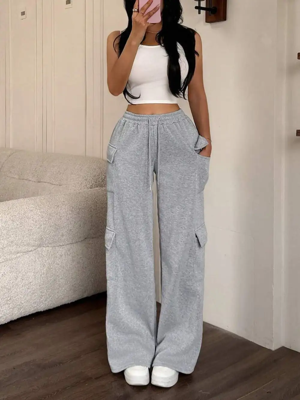Casual Drawstring Loose Fit Pants