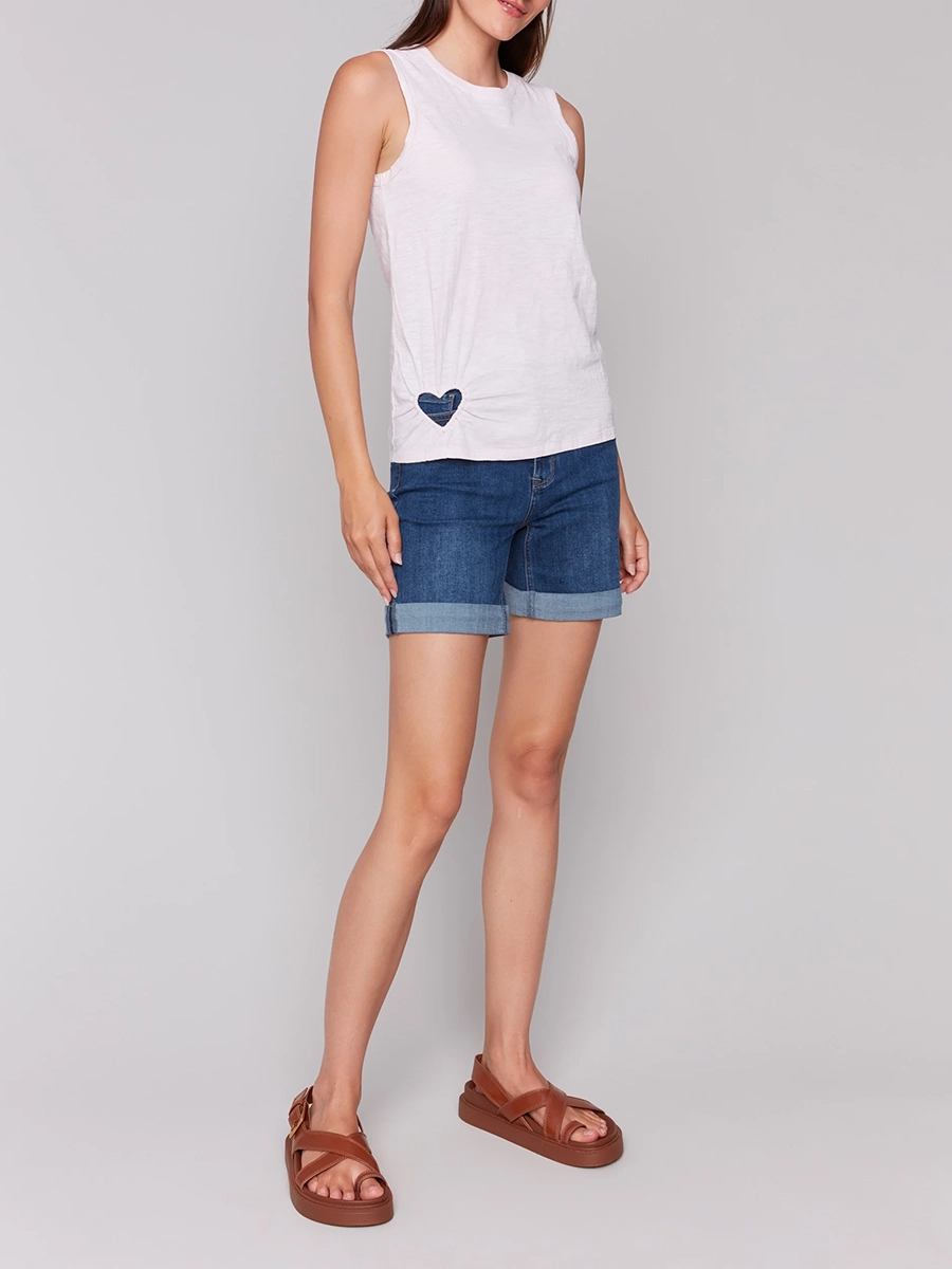 Cotton Round Neck Heart Hollow Vest