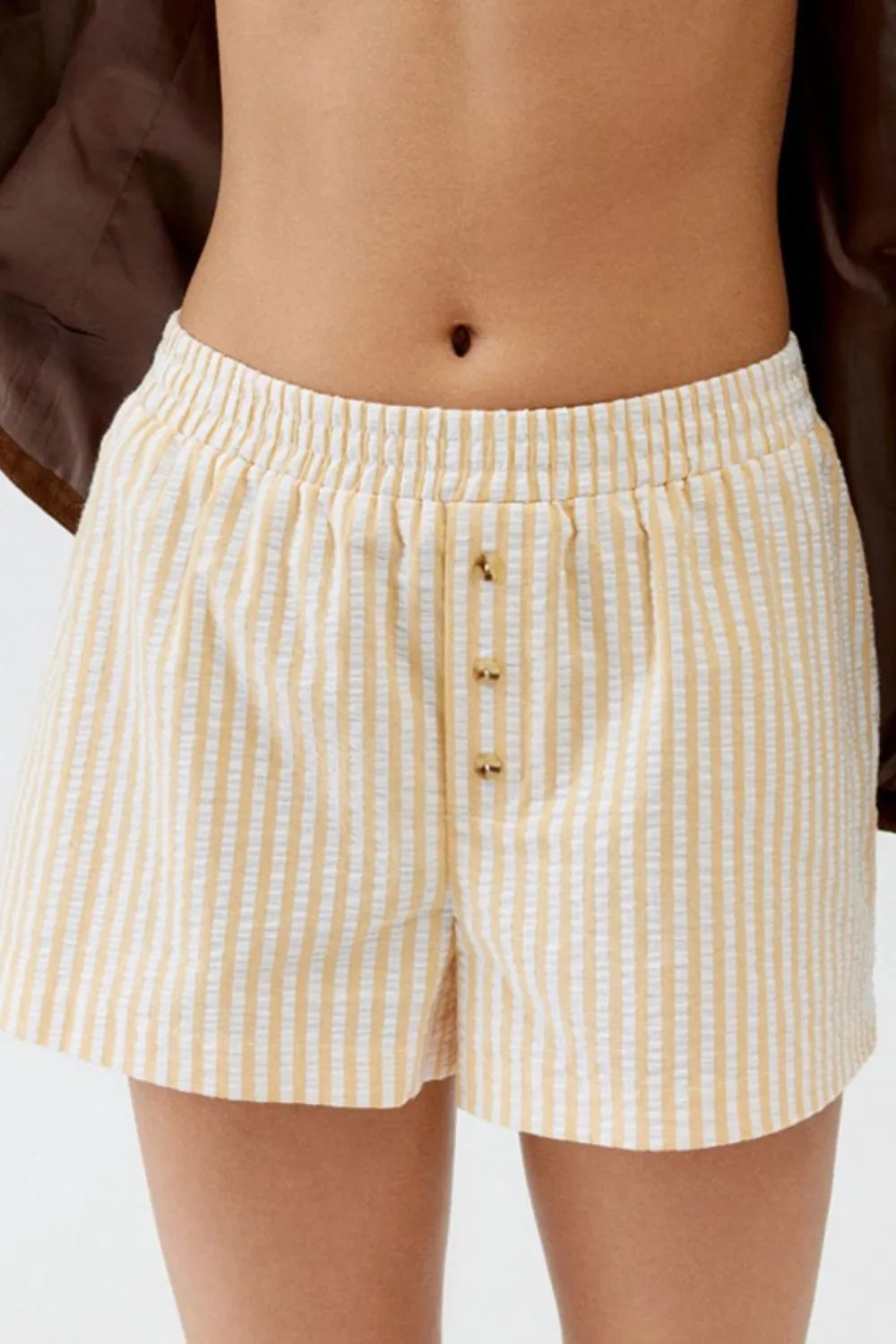 Easygoing Striped Elastic Waist Shorts