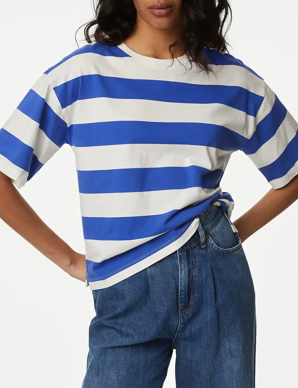 Pure Cotton Striped Boxy T-Shirt