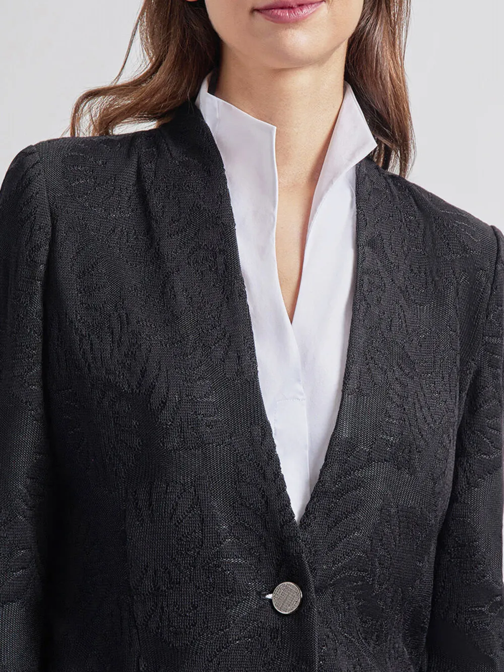 Solid Color Jacquard Jacket