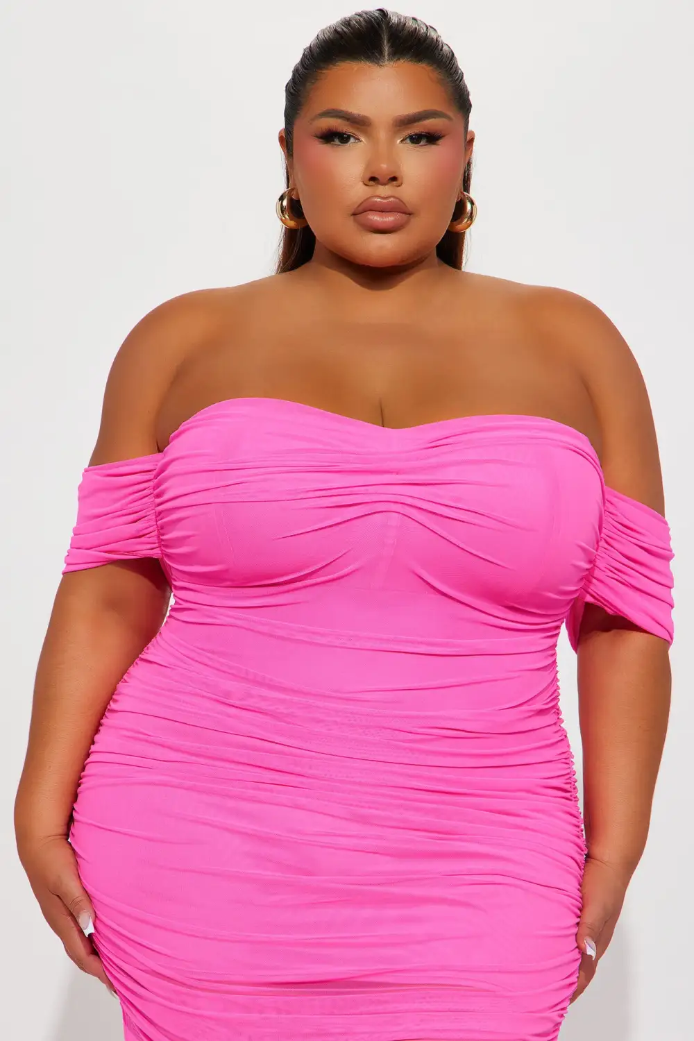 Sofia Mesh Maxi Dress - Neon Pink