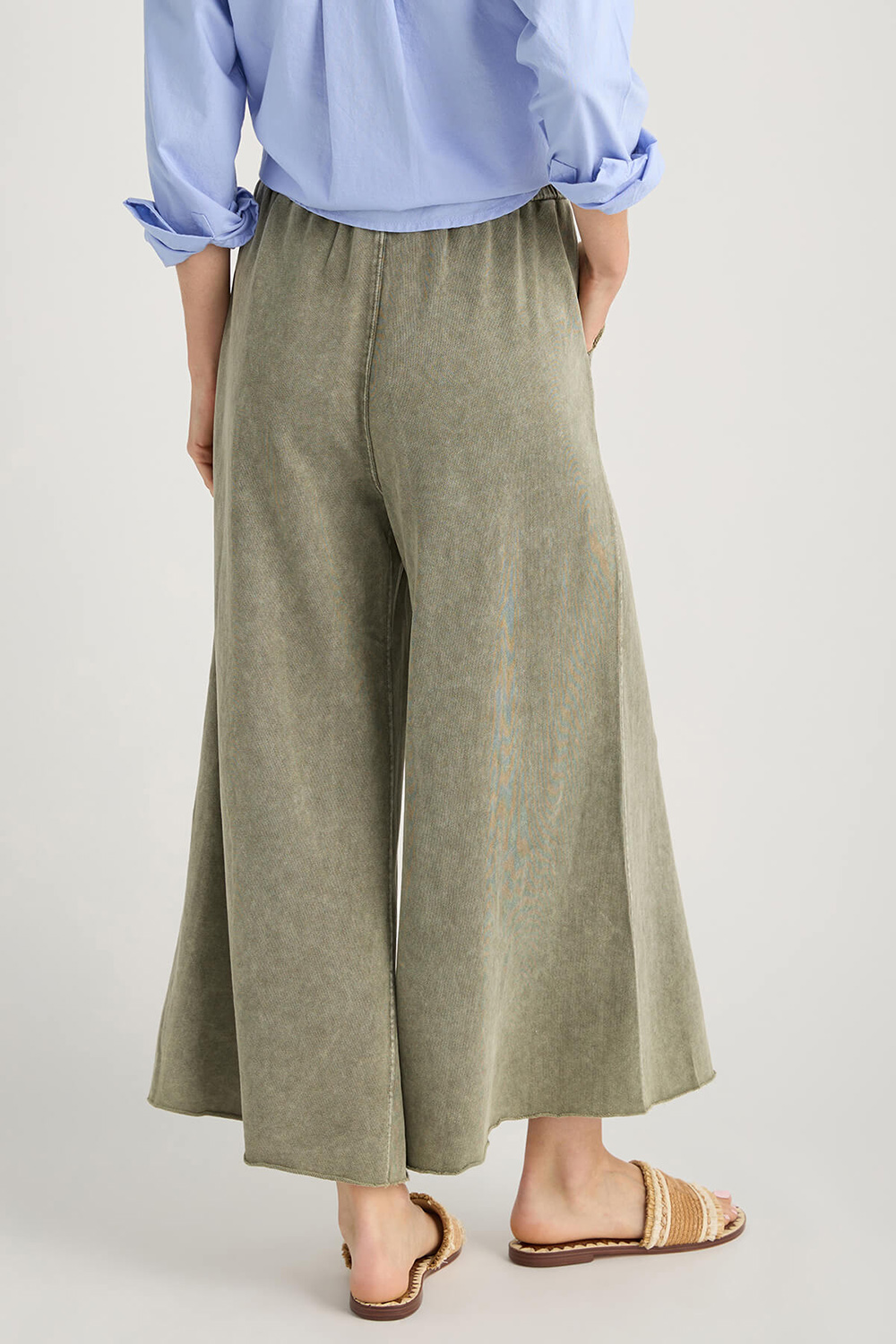 Easel Wide Leg Knit Pants - faded teal