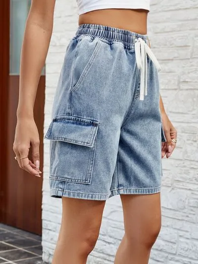 Streetwear Drawstring Pocket Detail Shorts