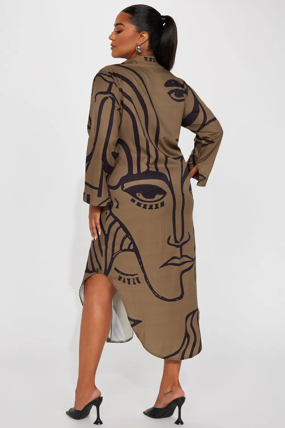 Eyes On You Maxi Shirt Dress - Olive/combo