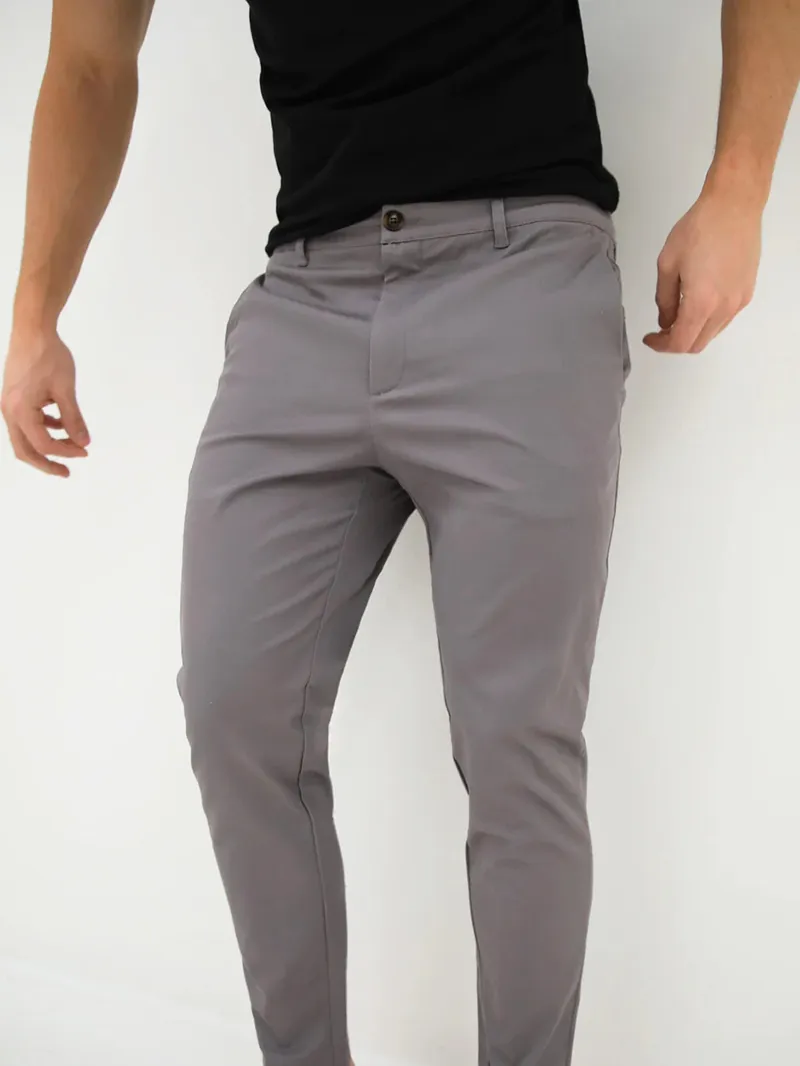 Grey Stretch Twill Men's Pants