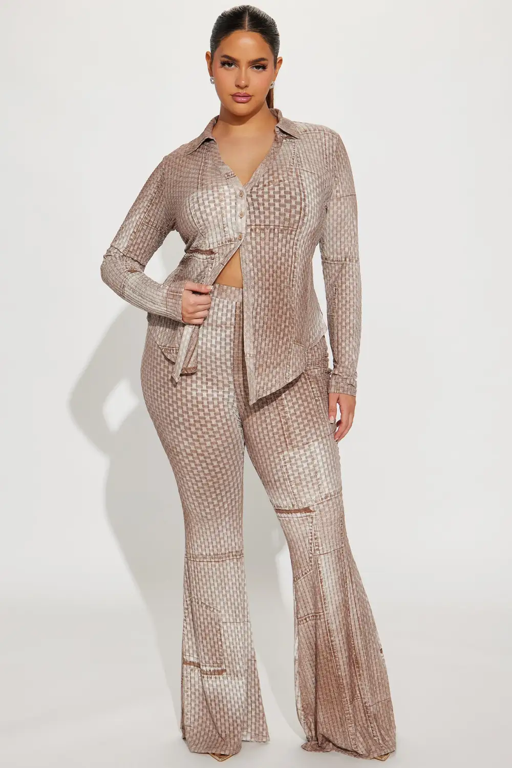 Magnolia Mesh Pant Set - Taupe